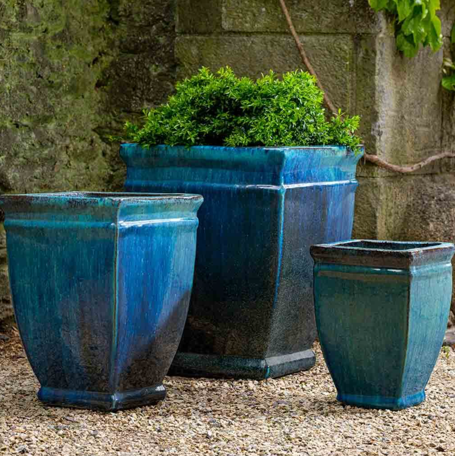 MEDITERRANEAN SQUARE ROLLED RIM PLANTER SET