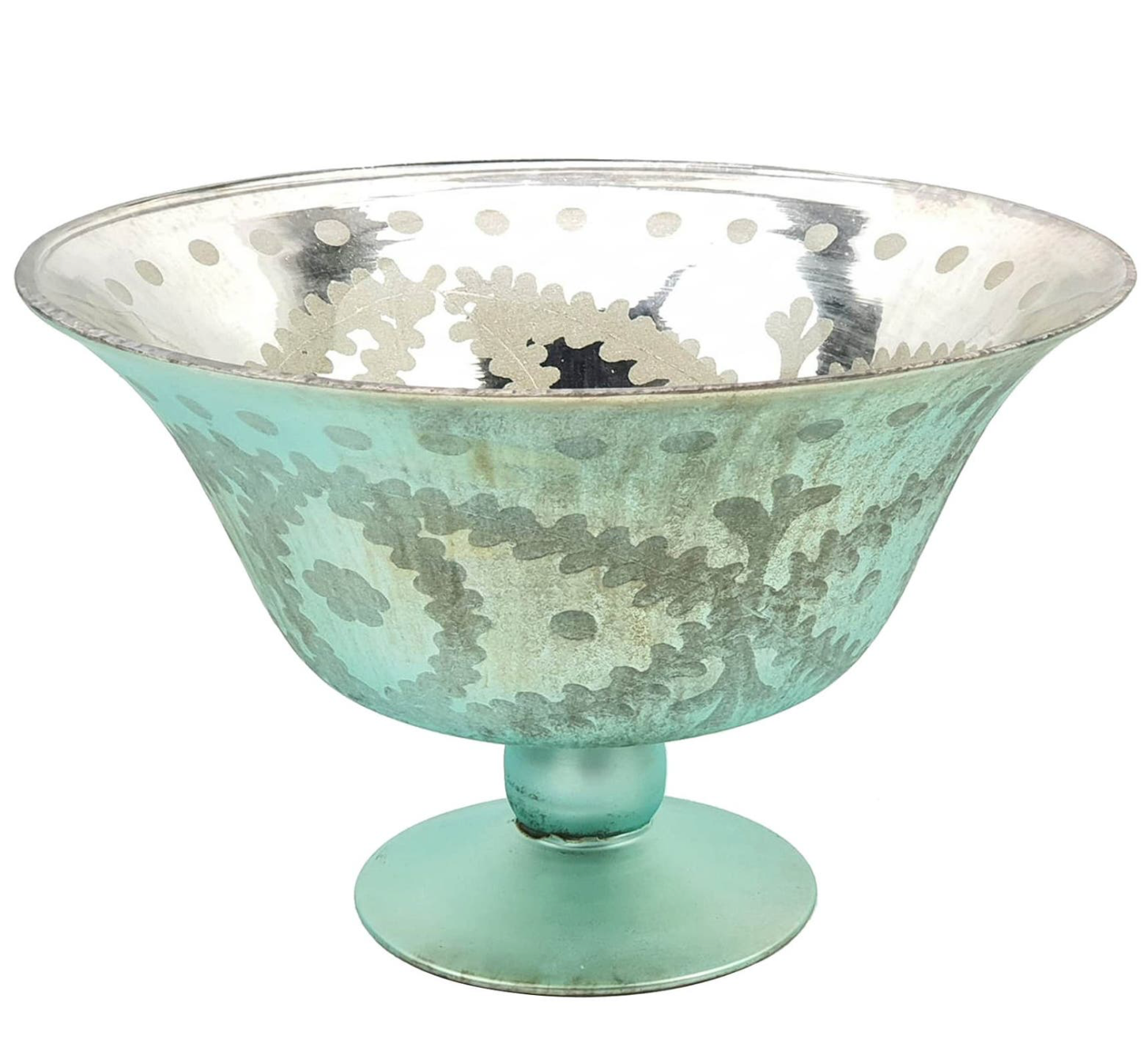 ANTIQUE FRENCH BLUE ETCHED COMPOTE